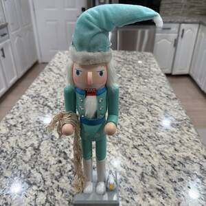 Northeast Home Goods‎ Wooden Christmas Nutcracker, 15-Inch Teal Beach Santa